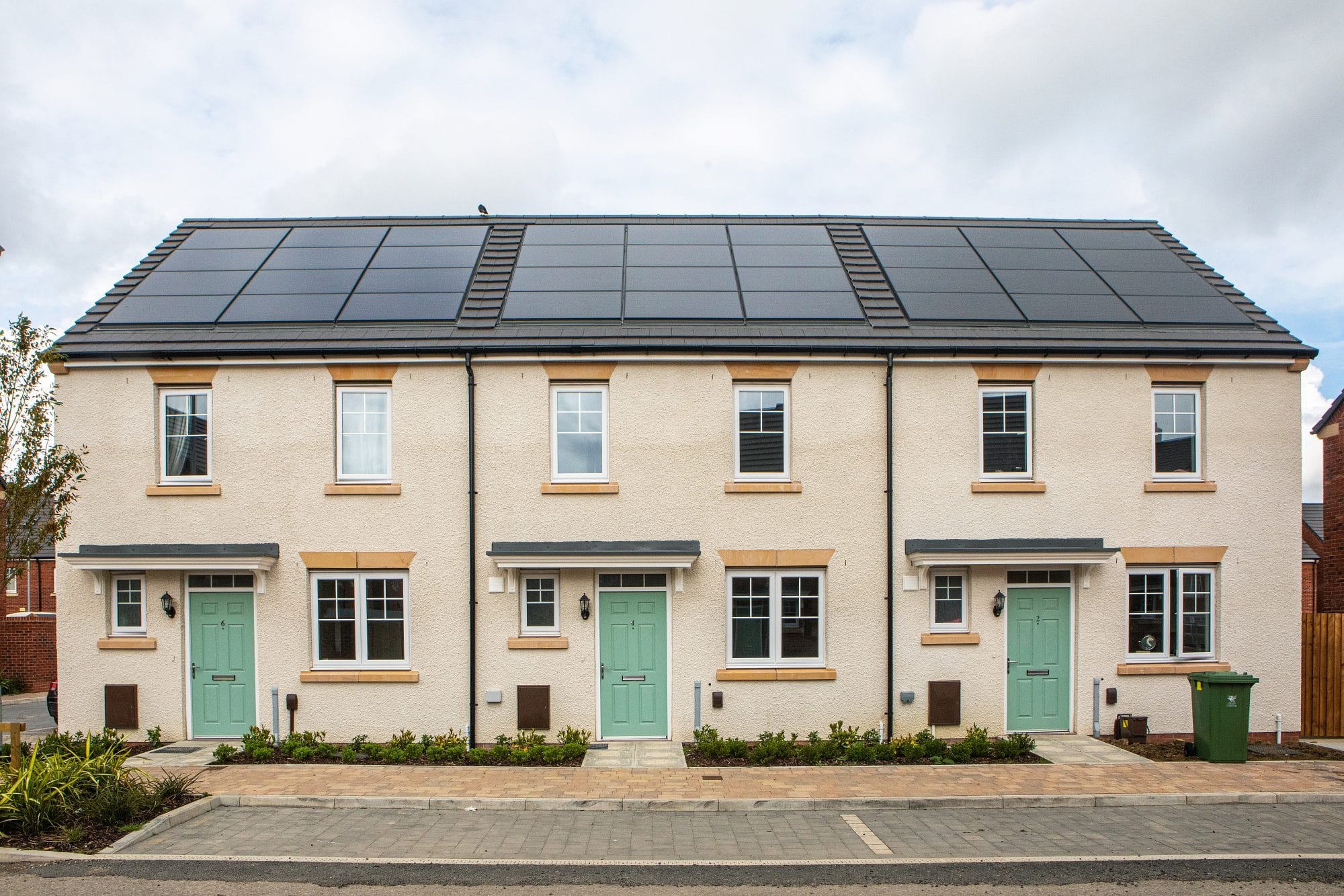 Solar panels on street houses